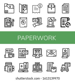paperwork icon set. Collection of Bill, Invoice, Receipt, Medical report icons