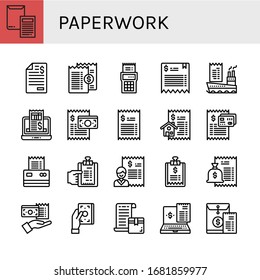 paperwork icon set. Collection of Invoice, Bill, Receipt icons