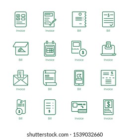 paperwork icons. Editable 16 paperwork icons. Included icons such as Invoice, Bill. paperwork trendy icons for web.