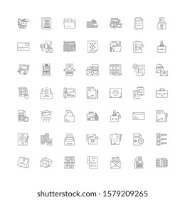 Paperwork linear icons, signs, symbols vector line illustration set