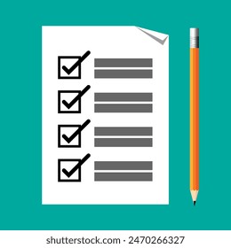 Paperwork list on blue background. Vector illustration