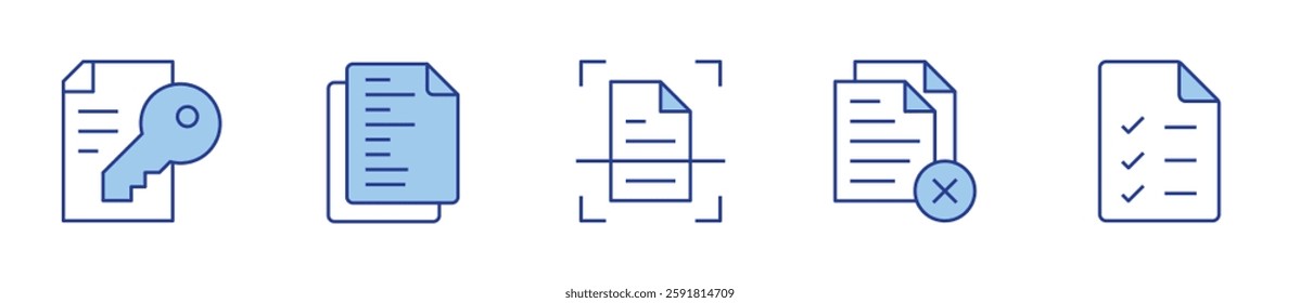 paperwork, list, scan, plagiarism, contract. Document Icon vector illustration. Line Duotone style. Editable stroke.
