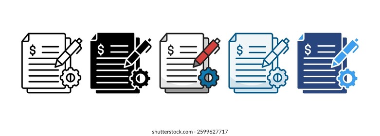 Paperwork Management Icon Set Multiple Style Collection