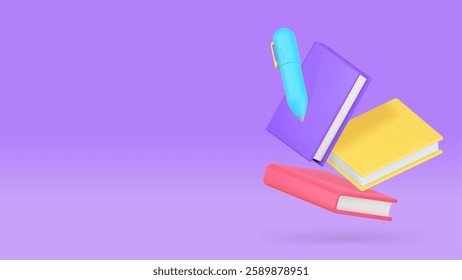 Paperwork planning productivity diary writing notes banner copy space vector illustration. Business strategy office routine back to school idea organization efficiency occupation notepad and pen