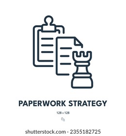 Paperwork Strategy Icon. Document, Documentation, File. Editable Stroke. Simple Vector Icon