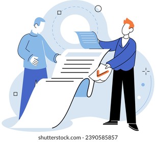 Paperwork. Vector illustration. The companys paperwork demands accuracy and precision The desk needs to be decluttered and scattered sheets paper organized Efficient financial management involves