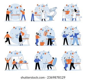 Paperwork. Vector illustration. The desk looks messy with scattered papers and documents A sheet needs to be filled out with required information The chaos paperwork csometimes be overwhelming