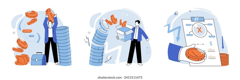 Paperwork. Vector illustration. Managing finance involves organizing and handling various documents The career path involves significant paperwork and document-related tasks The paperwork overload