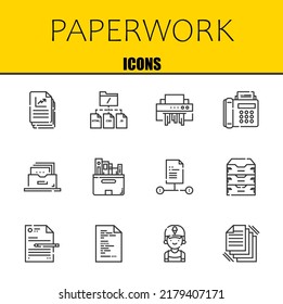 paperwork vector line icons set. file, file and shredder Icons. Thin line design. Modern outline graphic elements, simple stroke symbols stock illustration