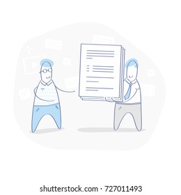 Paperwork, Lot Of Work. Transfer Of Documents Pile Between Office Employees. Premium Quality Flat Outline Vector Icon Concept For Website Element, Mobile Websites, Apps.