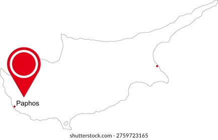 Paphos city in Cyprus pin map location
