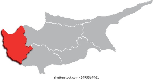 PAPHOS MAP ADMINISTRATIVE DISTRICT OF CYPRUS 3D ISOMETRIC MAP