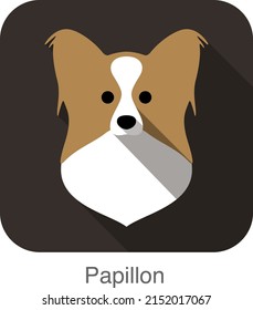 Papillon dog face flat icon