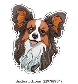 Papillon Dog Flat Icon Isolated On White Background