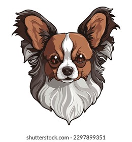 Papillon Dog Flat Icon Isolated On White Background