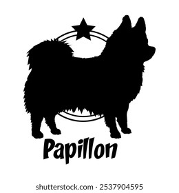 Papillon dog silhouette,  dog, dog breeds, logo, vector, silhouette, logo design, animal, illustration, icon, sign, design, black,  symbol, pet