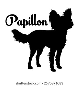 Papillon dog silhouette, dog breeds, logo, vector, silhouette,  animal, illustration, icon, sign, design, black, symbol, pet, love
