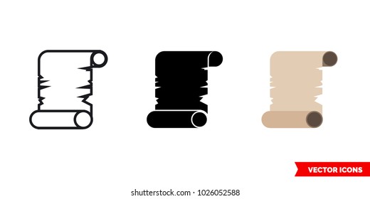 Papirus icon of 3 types: color, black and white, outline. Isolated vector sign symbol.