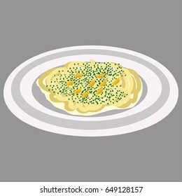 pappardelle with crispy fennel noodle vector illustration