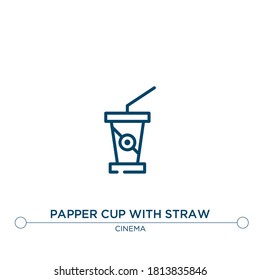 papper cup with straw outline vector icon. simple element illustration. papper cup with straw outline icon from editable cinema concept. can be used for web and mobile
