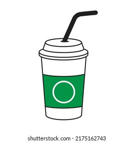 papper glass drink with straw icon vector design