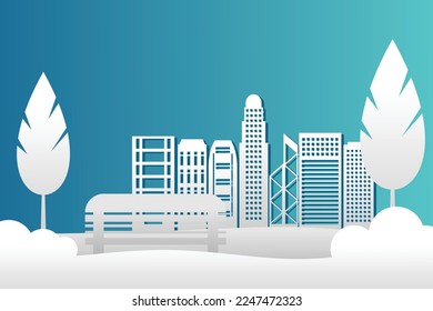 Pappercut city design vector template