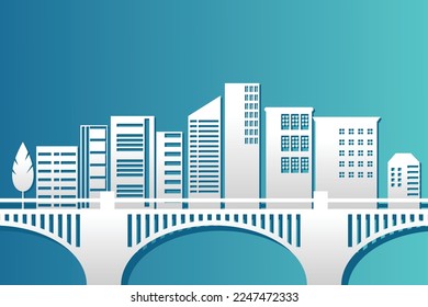 Pappercut city design vector template