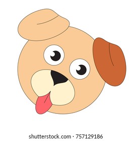 Pappy Face cartoon. Outlined illustration with thin line black stroke