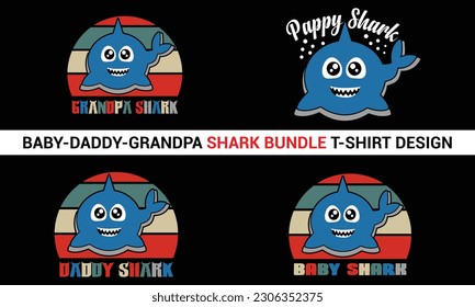 Pappy Grandpa Daddy Shark Shirt Bundle Pappy Shark Eps Vector Bundle Design