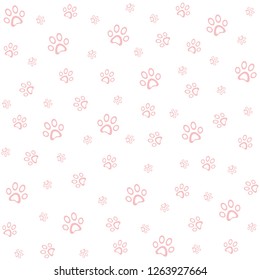 Pappy sweet paws pattern, animal foot vector background illustration