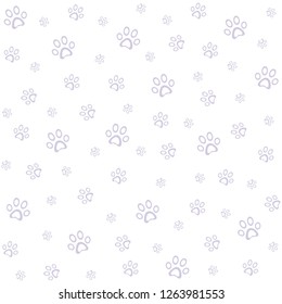Pappy sweet purple paws pattern, animal foot vector background illustration