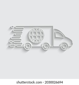 papre truck icon. global delivery icon vector