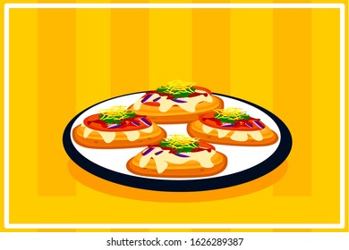 Papri Chaat Indian Street Food Vector