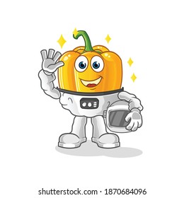 paprika astronaut waving character. cartoon mascot vector