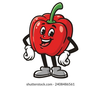 Paprika bell pepper laugh cartoon mascot illustration character vector clip art hand drawn