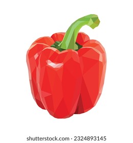 Paprika, bell pepper, red isolated on white background. Vector graphics, low poly illustration.