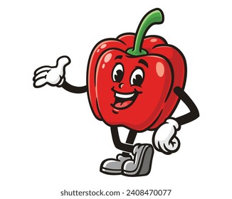 Paprika bell pepper smile cartoon mascot illustration character vector clip art hand drawn