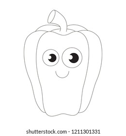 Paprika cartoon. Outlined illustration with thin line black stroke