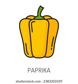 Paprika color icon, raw organic natural capsicum bell pepper. Sweet bulgarian pepper veggie farm vegetable, vector bellpepper
