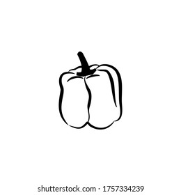 Icono de diseño plano de Paprika. Pimienta roja. Pimienta verde. Símbolo de silueta vectorial