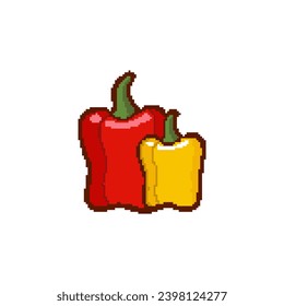 Paprika fruit pixel 8bit art vector illustration background.