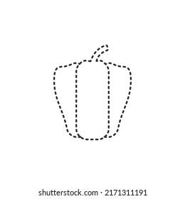 Vector de frutas de paprika aislado. Icono de línea punteada Paprika sobre fondo blanco. Icono para diseño web, aplicaciones, pegatinas, banner, afiches, uso de impresión y parte del logo. 
