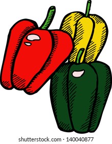 Paprika. hand-drawn illustration.