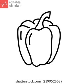 paprika icon. organic fresh nature vegetable food. Capsicums Bulgarian pepper to cook healthy food. Raw fresh veggie editable stroke outline style vector illustration design on white background EPS 10