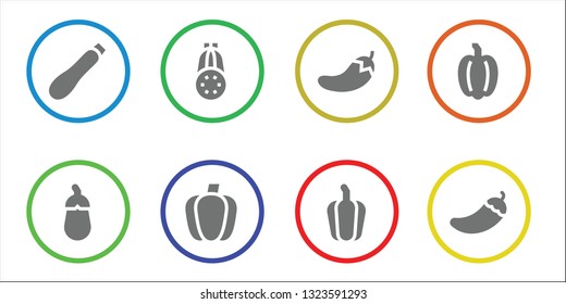 paprika icon set. 8 filled paprika icons.  Simple modern icons about  - Courgette, Aubergine, Paprika, Chili, Pepper