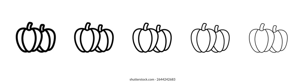 Conjunto de marca de logotipo de contorno delgado de icono de pimentón