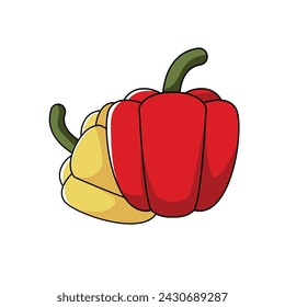 paprika illustration. vector vegetables white background.