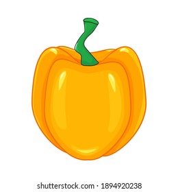 Paprika isolated on white background. Hungarian fresh yellow pepper vegetable, healthy food, spice. Sweet bulgarian pepper. Whole capsicum bell icon. Fresh organic vegetable. Stock vector illustration