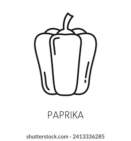Paprika outline icon, sweet bulgarian pepper veggie farm vegetable, thin line. Vector bellpepper, vegetarian food. Raw organic natural capsicum bell pepper
