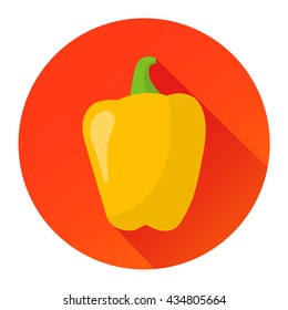 paprika pepper flat design icon isolated on a circle with shadow